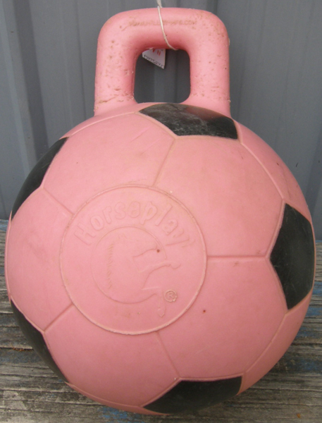 Horseplay Ball 10" Jolly Ball Horse Stall Toy Pink/Black Soccer Ball