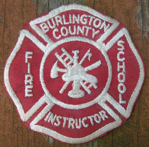 Vintage Burlington County Fire School Instructor NJ Patch Sew On Shoulder Patch