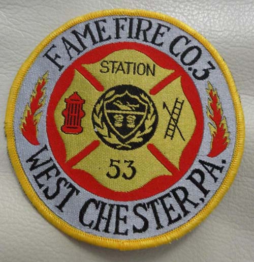 Vintage Wester Chester PA Fame Fire Co. 3 Round Fire Dept Patch Sew On Shoulder Patch