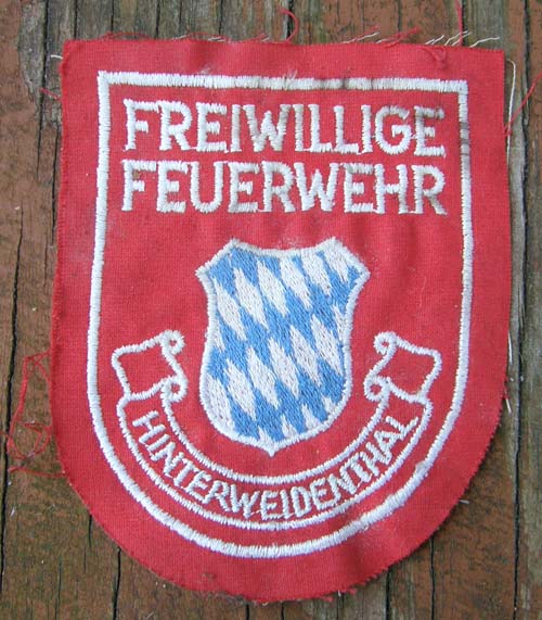 Vintage Freiwillige Feuerwehr Hunterweidenthal German Volunteer Fire Dept Patch Sew On Shoulder Patch