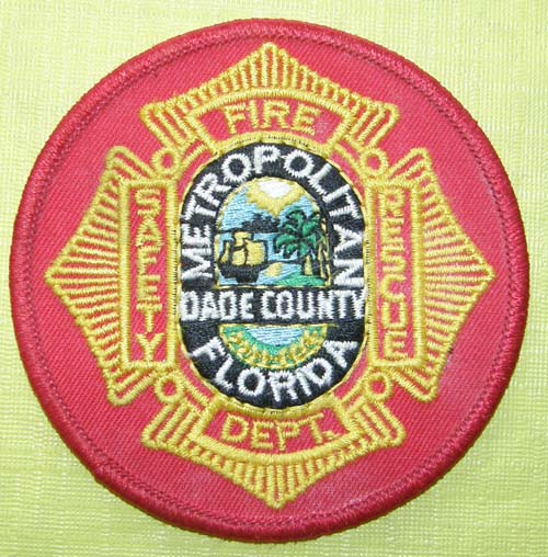 Vintage Metropolitan Dade County Florida Round Fire Dept Patch Sew On Shoulder Patch