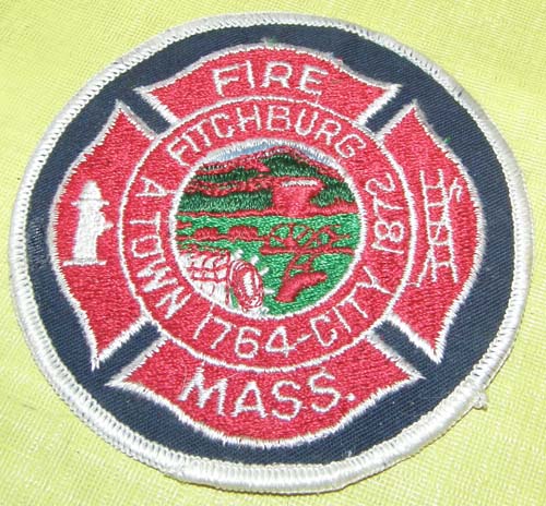 Vintage Fitchburg Mass Round Fire Dept Patch Sew On Shoulder Patch