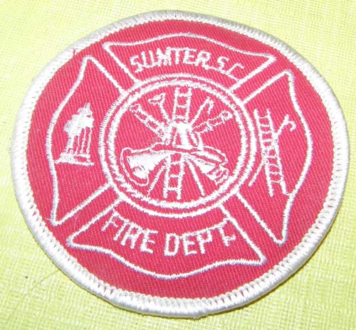 Vintage Sumter SC Round Fire Dept Patch Sew On Shoulder Patch