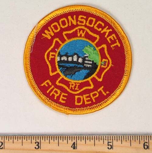 Vintage Woonsocket RI Round Fire Dept Patch Sew On Shoulder Patch