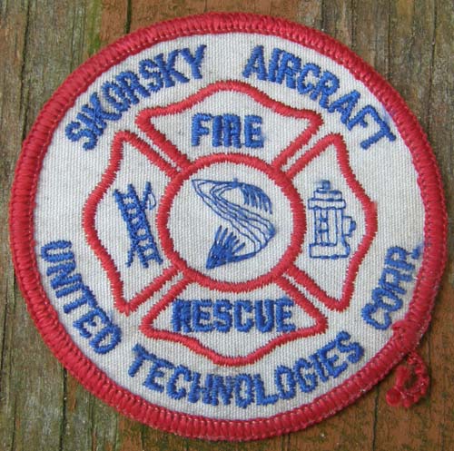 Vintage Sikorsky Aircraft United Technologies Corp Fire Rescue CT Round Fire Dept Patch Sew On Shoulder Patch
