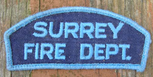 Vintage Surrey Fire Department Bar Patch Fire Dept Patch Sew On Shoulder Patch