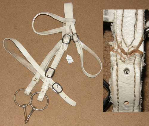 Draft White Leather Show Bridle Draft Show Halter with Bit Draft Horse Stallion
