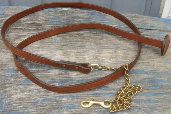 Tory Leather 1" Leather Lead with Chain Stud Chain Leather Hand Hold Stopper