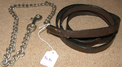 Leather Lead with Chain Show Lead Chain Single Ply Leather with 27” Chain Dark Brown