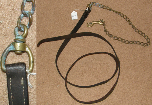 Leather Lead with Chain Stud Lead Chain Single Ply Leather with 30” Brass Chain