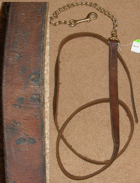 Leather Lead with Chain Show Lead Chain Single Ply Leather with 21” Chain
