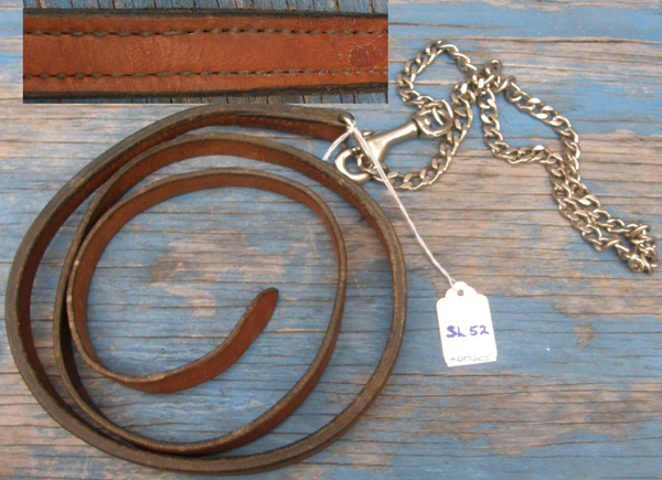 Leather Lead with Chain Show Lead w/Chain Dark Brown 3/4"