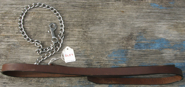 Leather Lead with Chain Show Lead w/Chain Single Ply Leather with 25” Chain