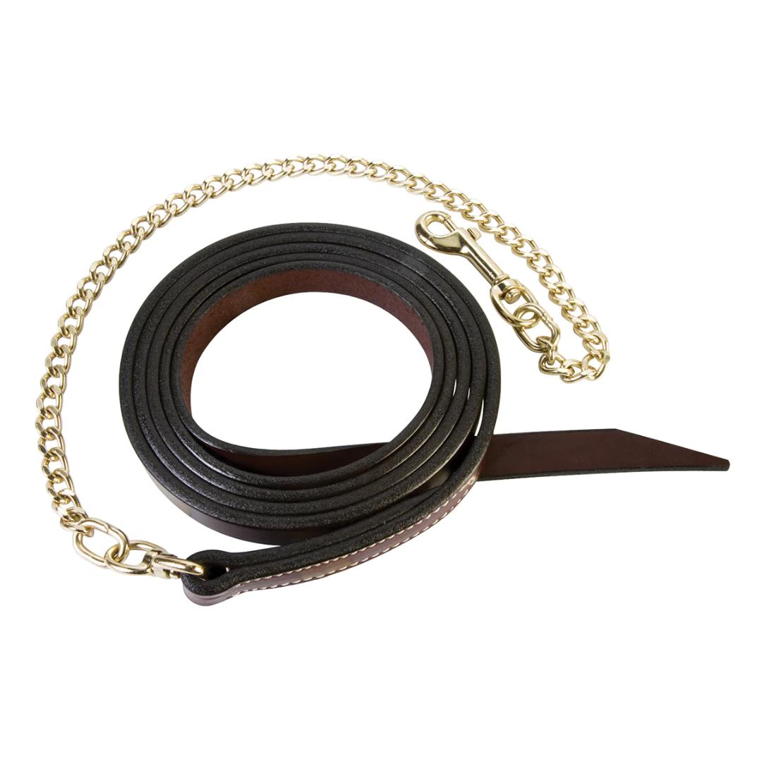 Weaver Leather Lead with Chain Show Lead w/Chain Single Ply Leather with 24” Chain Mahogany