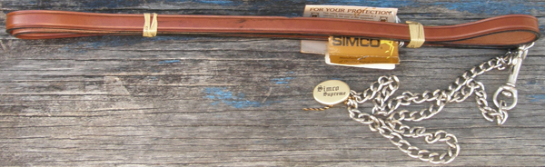 Simco Leather Lead with Chain Show Lead w/Chain Single Ply Leather with 30” Chain Chestnut