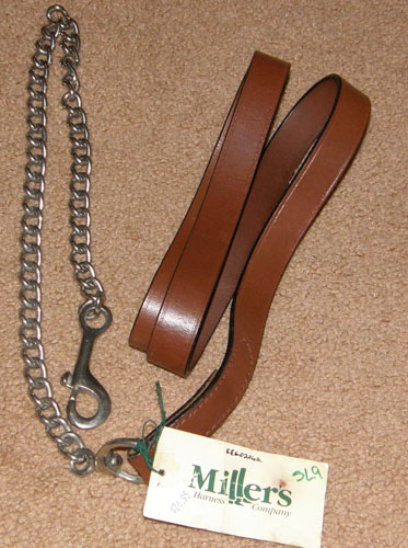 Millers Leather Lead with Chain Show Lead Chain Single Ply Leather with 29” Chain