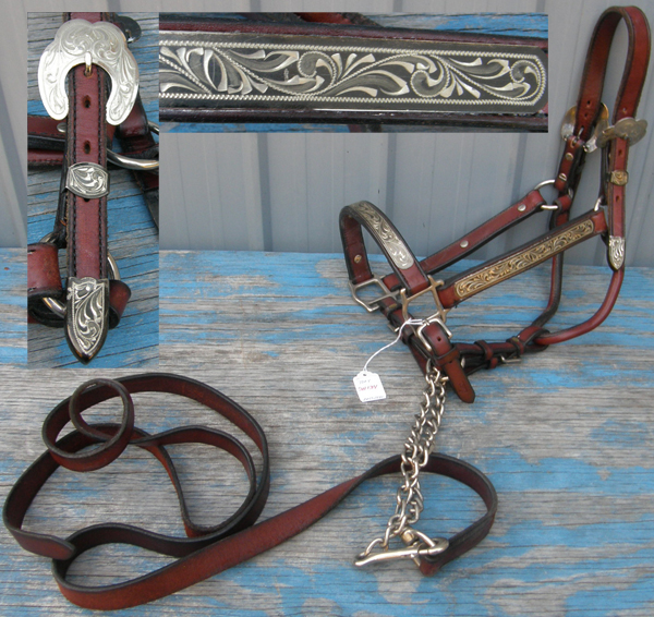 Tory Western Stock Show Halter Stock Halter Silver Plate Silver Buckles Brown Horse/L Horse