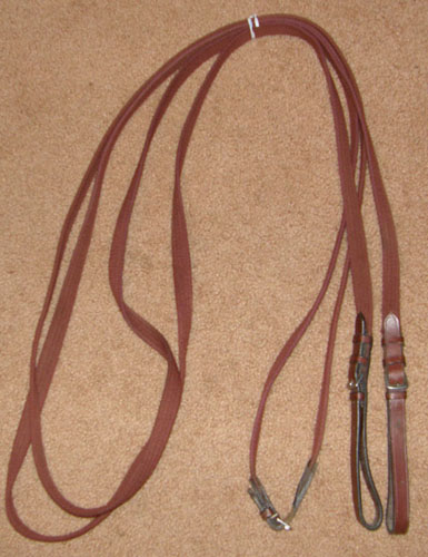 Burgundy Cotton Web Draw Reins Leather Ends English Draw Reins