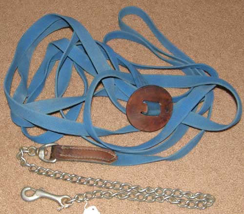 Cotton Web Lunge Line with Chain Longe Line Leather Stop Blue