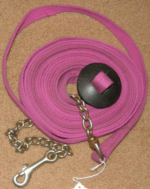 Cotton Web Lunge Line with Chain Longe Line Rubber Stopper Purple
