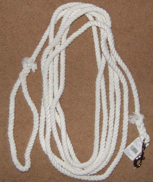 Supreme 1/2” x 25' Cotton Rope Lunge Line with Snap Lounge Line Loading Rope Training Rope White