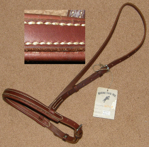 Riding Tack Mfg Western Noseband English Padded Leather Caveson Russet Brown L Horse