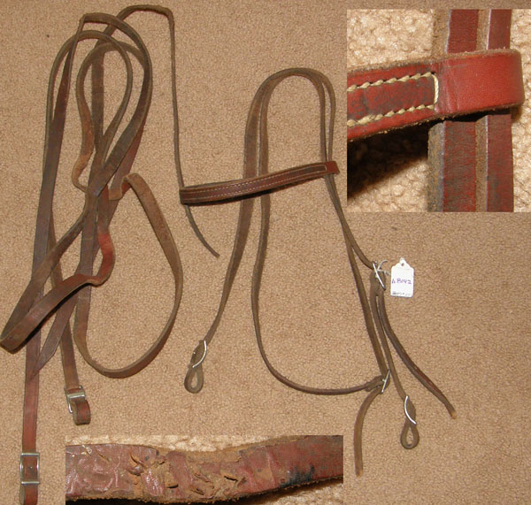 Browband Western Headstall Split Reins Leather Western Bridle Brown Horse