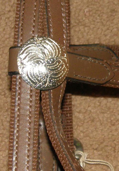 King Series Leather Overlay Nylon Bridle Synthetic Western Bridle Browband Western Headstall Split Reins Brown Curb Strap Horse/Large Horse