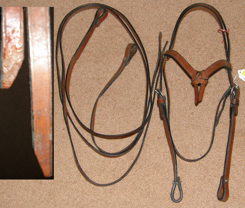 Knotted Brow Western Headstall Futurity Headstall Knotted Browband Western Bridle Split Reins Brown Horse
