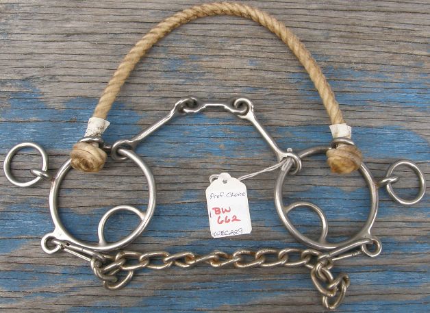 Professionals Choice 5 1/2" 3 pc Smooth Combination Bit Dog Bone 3 pc Mouth Rope Nose Gag Combo Bit Brittany Pozzi Gag Bit Gag Hackamore Combo Bit