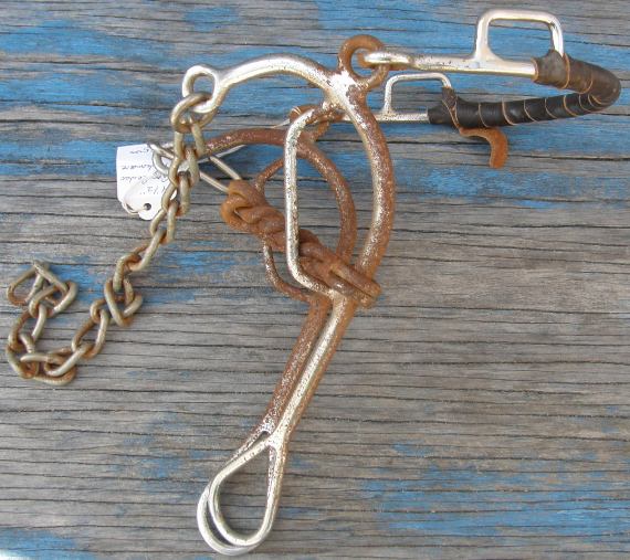 4 1/2" Sweet Iron Twisted Wire Mouth Combination Gag Hackamore Bit Combo Gag Bit Leather Wrapped Steel Noseband Mule Bit