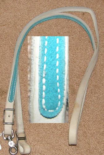 Roughout Roping Reins Gaming Reins Aqua Teal Rough Out Suede Overlay White Natural Western Reins 7/8" x 6'