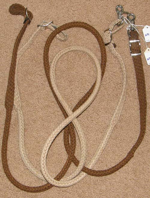 Braided Cord Roping Reins Gaming Reins Rolled Contest Reins Western Reins Brown 7/8" x 6 1/2'