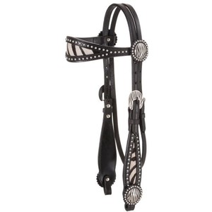 Western Dark Oil LEather Silver Spot Studded Browband Style Headstall