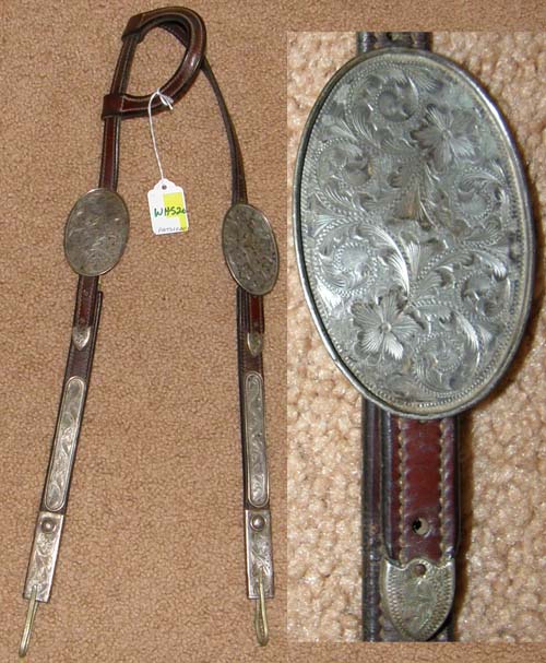 Vintage Billy Royal? Circle Y? Western Headstall Slip Ear Western Bridle Vogt Sterling Silver Buckles Sliding Ear Western Show Bridle Mexico Silver