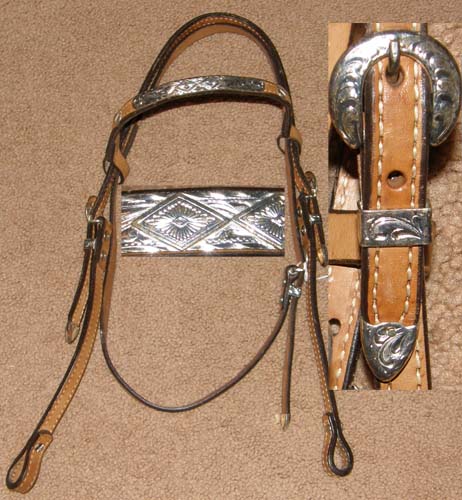 Circle Y Silver Trim Browband Western Headstall Western Show Bridle Mexico Silver Buckles Lt Oil Horse