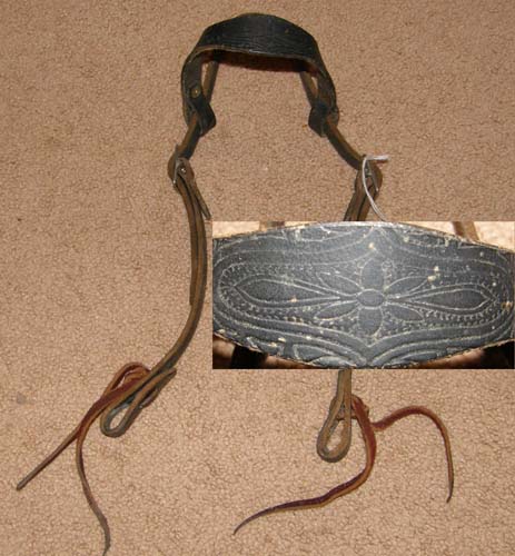 Vintage Tooled Browband Western Headstall Western Bridle Cob/Pony Bridle Black