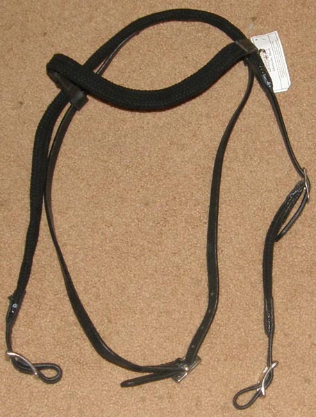 Libertyville Cotton Cord Browband Headstall Flat Braided Western Headstall English Headstall Western Bridle Black Leather 3/4"