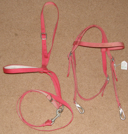 Nylon Western Headstall with Snap Ends Tiedown Noseband & Tie Down Browband Western Bridle Red Horse