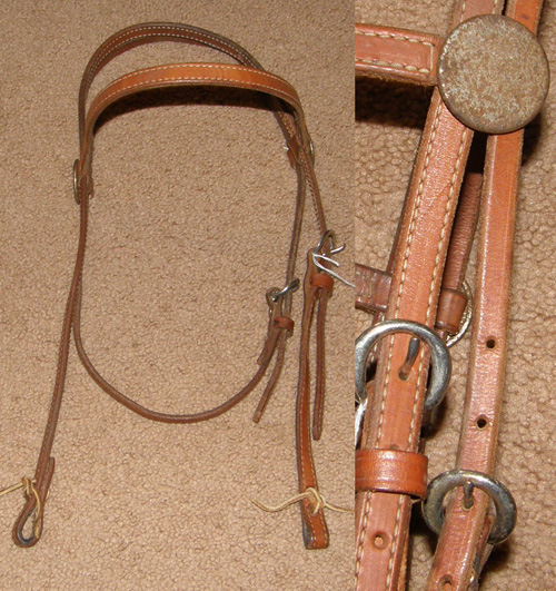 Browband Western Headstall Harness Leather Western Bridle Chestnut Horse