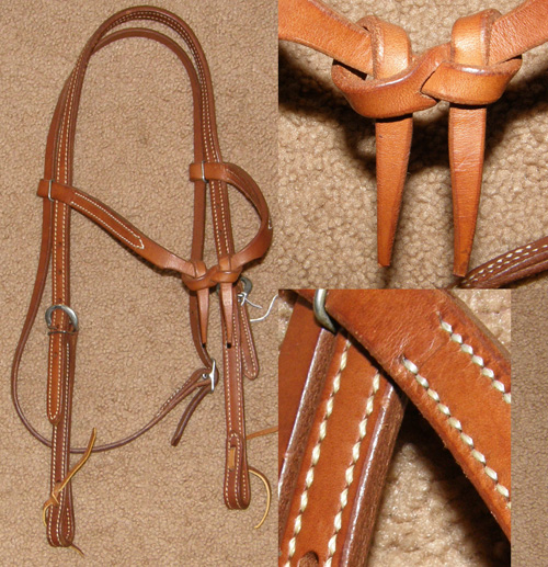 Weaver Harness Leather Knotted Browband Western Headstall Western Futurity Headstall Knotted Brow Western Bridle Dark Chestnut Horse