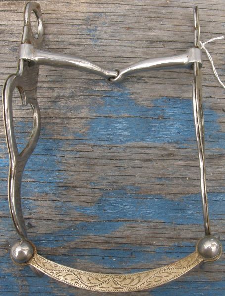 5” Engraved Silver Open Heart Bit Jointed Snaffle Mouth Curb Bit German Silver Heart Western Show Curb Bit