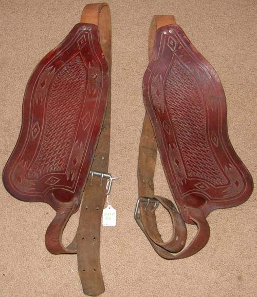 Vintage Replacement Western Stirrup Fenders Tooled Leather Western Stirrup Fenders Brown