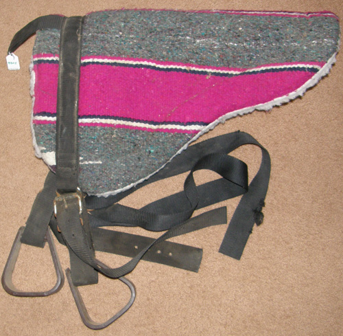 Bareback Pad Fleece Lined Navajo Bareback Pad with Stirrups Pink/Grey