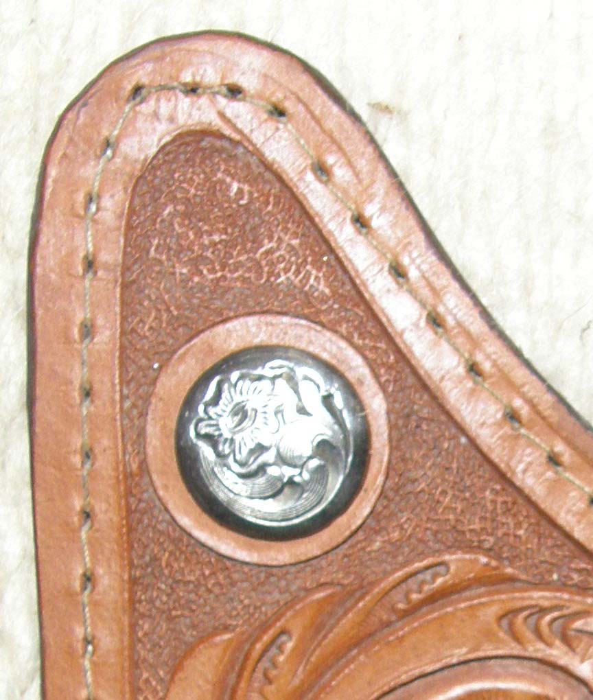 Mayatex Western Show Blanket Floral Tooled Wear Leathers by Circle Y Western Show Pad with Montana Silversmiths Silver Conchos