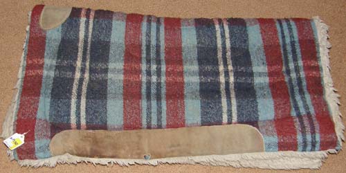 Western Saddle Pad Fleece Lined Blanket Top Pad Burgundy/Blue Plaid 28x30
