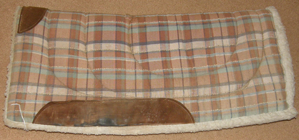 Fleece Lined Blanket Top Western Saddle Pad Square Western Pad Brown/Tan Plaid 29x33