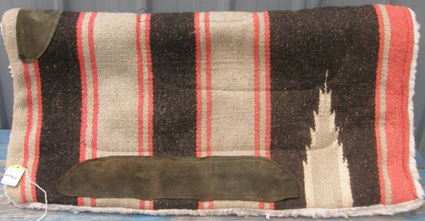 Navajo Blanket Top Fleece Lined Western Saddle Pad Square Pad Black/Tan/Salmon 28 1/2x28