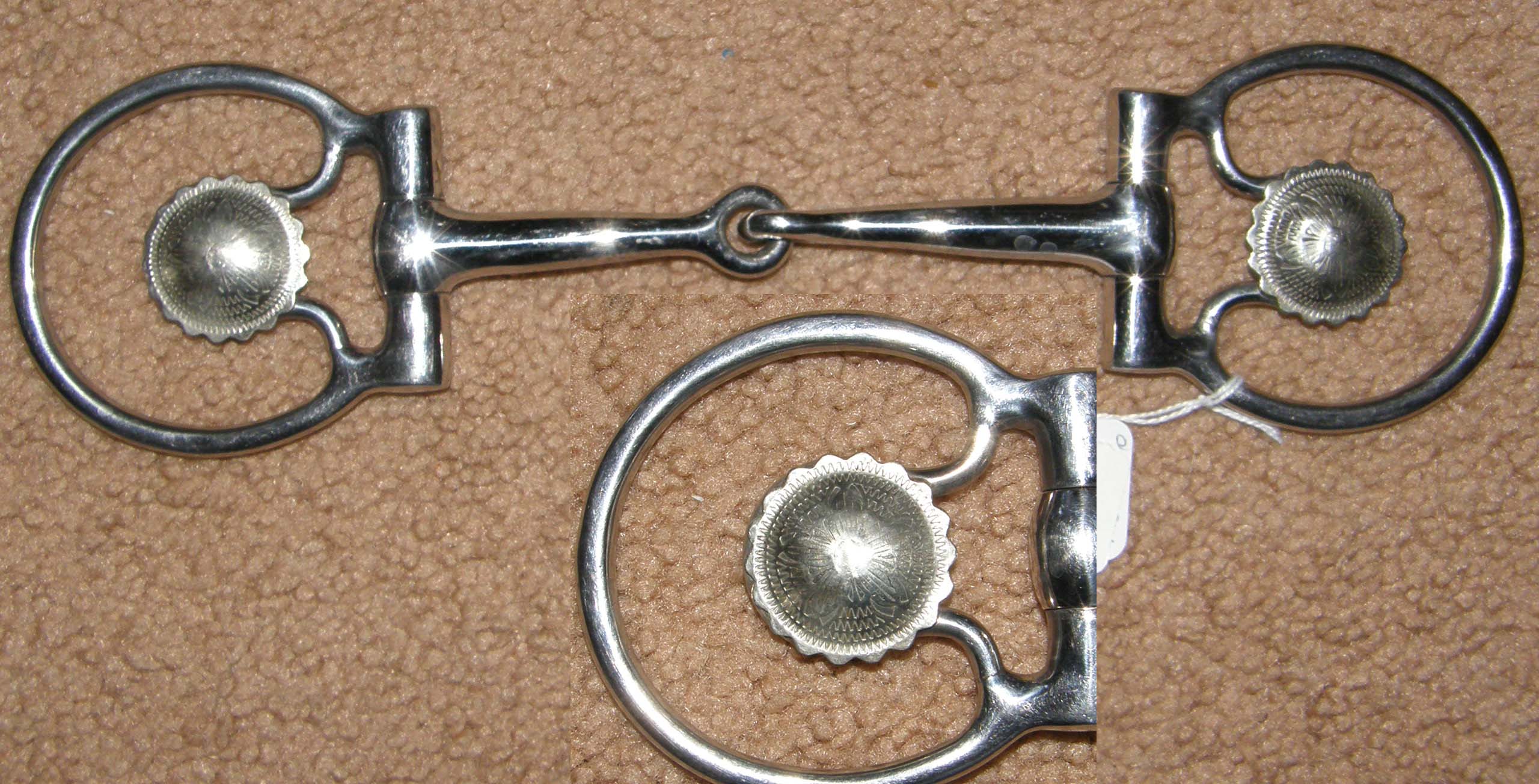 5" Jointed Snaffle Bit Futurity Snaffle Bit Engraved Silver Concho Western Snaffle Bit