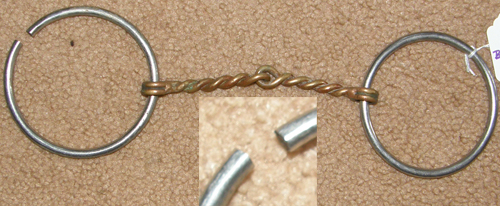 4 1/2" Copper Twisted Wire Loose Ring Snaffle Bit Twisted Copper Wire Snaffle Bit Decoration Only